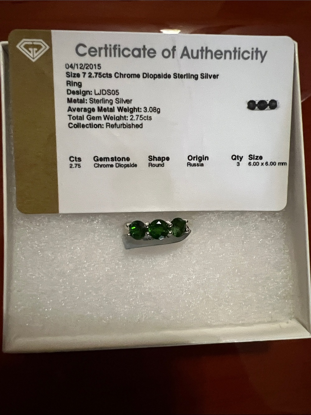 Sterling Silver Chrome Diopside Three-Stone Pendant - Green